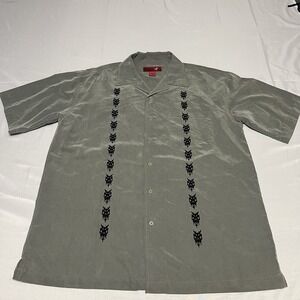Vintage Old College Inn Shirt Mens Size L Gray Tribal Camp Button Down 90s
